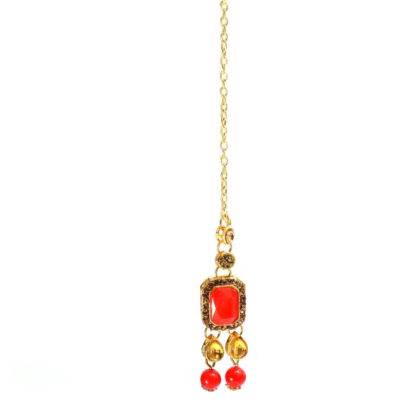 Mominos Fashion Johar Kamal Gold-Plated Brass Finish Kundan Pearls Choker For Women (Red) on Sale