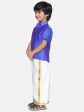 Sethukrishna Boys Blue & White Solid Shirt and Dhoti Set Discount