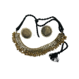 Mominos Fashion Johar Kamal Oxidised Gold-Plated Brass Finish Ghungroo Design Choker Set For Sale