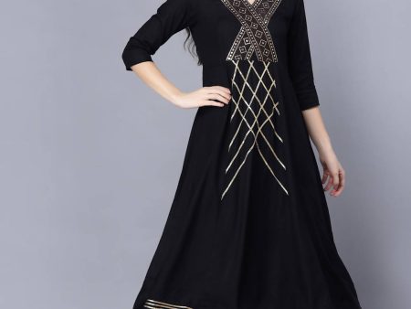 Myshka Women Black Printed Kurta with Dupatta Discount