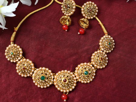 Mominos Fashion Johar Kamal Gold-Plated Brass Finish Kundan Choker For Women (Golden) For Discount