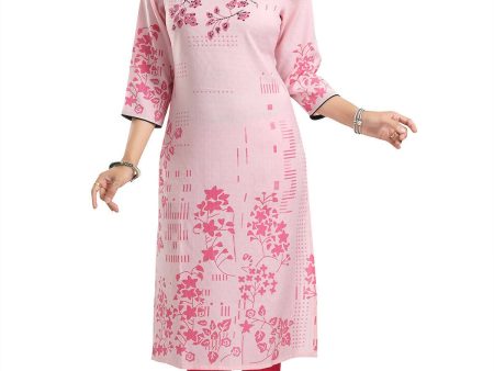 Snehal Creations Pretty Pink Rayon Textured Print Long Kurta For Women Online