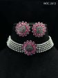 Mominos Fashion Johar Kamal Oxidised Silver-Plated Brass Finish Kundan Choker For Women (Pink) Online now