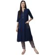 Anubhutee women s Navy Blue Kurta with Trouser Set Discount