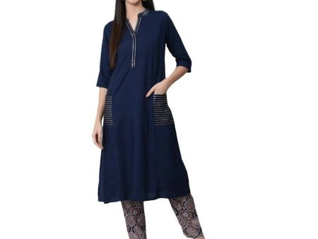 Anubhutee women s Navy Blue Kurta with Trouser Set Discount