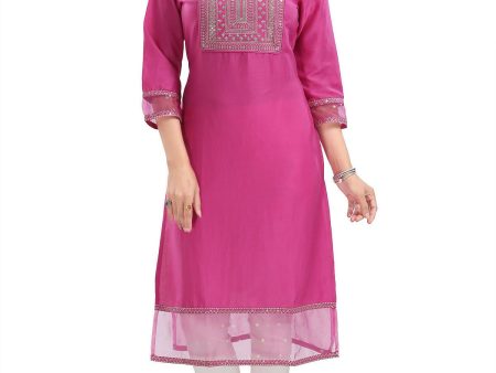 Snehal Creations Wonderful Art Silk Designer Long Kurti Tunic With Zari Embroidery Supply