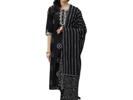 Anubhutee Women s Cotton Regular Geometric Printed Black Kurta Set For Sale