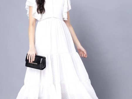 Myshka Georgette Solid Short Sleeve V Neck White Women Dress Online now