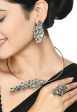 Mominos Fashion Johar Kamal Oxidised Silver-Plated Hasli Design Necklace Choker Set For Women Online Hot Sale