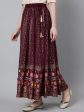 Jaipur Kurti Women Burgundy & Pink Printed Maxi Flared Maxi Skirt Cheap