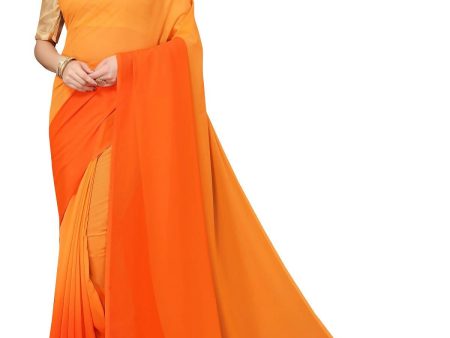 Vamika Orange Half N Half Georgette Saree Online