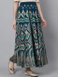 Jaipur Kurti Women Turquoise Blue & Gold-Coloured Printed Maxi-Length Skirt Fashion