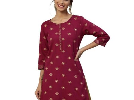 Anubhutee Women Ethnic Motifs Printed Maroon Color Kurti Online Sale