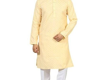 Uri And Mackenzie Mens Casual Cotton Blend kurta Pajama Set (Light Yellow) Online