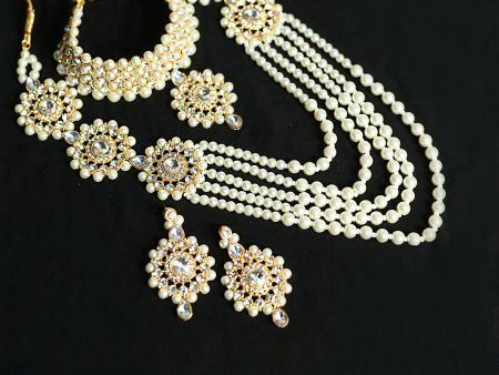 Mominos Fashion Johar Kamal Gold-Plated Rani Haar with Off white Pearls Jewellery Set Cheap