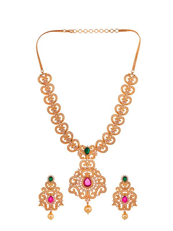 Saraf RS Jewellery Gold-Plated Multi-Colored Jewellery Set For Discount