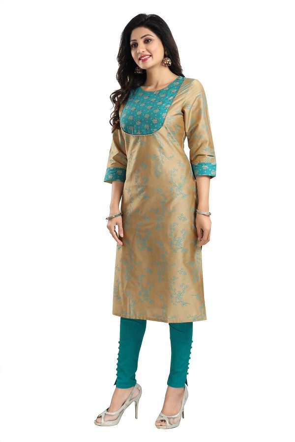 Snehal Creations Beige Cotton Silk Tunic for Women Sale