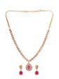 Saraf RS Jewellery Gold-Plated White & Red American Diamond Studded & Beaded Handcrafted Jewellery Set For Cheap