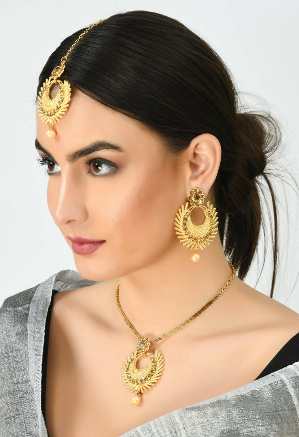 Mominos Fashion Johar Kamal Gold-Plated Brass Finish Long Necklace For Women (Golden) Online now