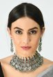 Mominos Fashion Johar Kamal Oxidised Silver-Plated Brass Finish Temple Jewellery with Earrings For Women For Cheap