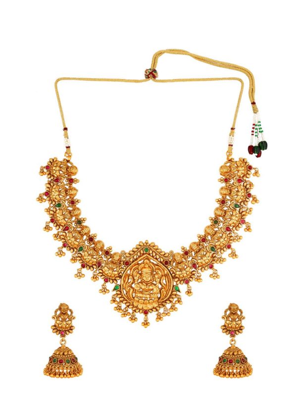 Aadita Women Gold-Toned & Plated Temple Choker Jewellery Set Cheap