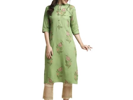 Anubhutee Women Printed Straight Light Green Kurta Cheap