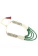 Mominos Fashion Johar Kamal Gold-Plated Rani Haar with Green and Off white Pearls Jewellery Set For Discount