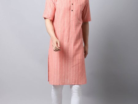 Even Apparels Beige Pure Cotton Men s Kurta With Band Collar (STR1171) Hot on Sale