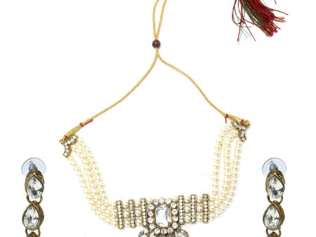 Mominos Fashion Johar Kamal Gold-Plated Brass Finish Kundan Stone Choker For Women (White) Hot on Sale