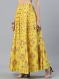 Jaipur Kurti Yellow & Red Printed Flared Women Maxi Skirt For Cheap