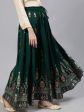 Jaipur Kurti Women Green & Peach-Colored Printed Flared Maxi Skirt For Discount