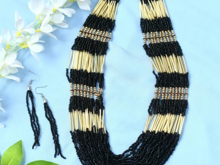 Mominos Fashion Johar Kamal Handicraft Finish Beads Work Long Necklace For Women (Black  Golden) Online