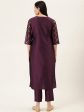 Jaipur Kurti Women Purple & Golden Printed Kurta with Trousers Online Hot Sale