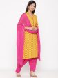 Jaipur Kurti Women Yellow & Pink Floral Printed Kurta with Salwar & Dupatta on Sale