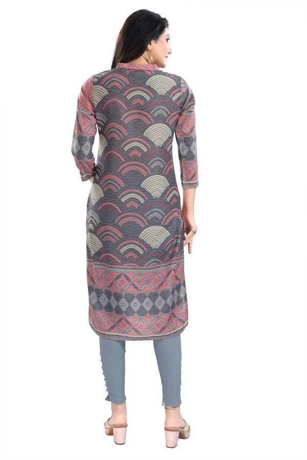 Snehal Creations Cherished Coral Digital Print Masleen Long Kurti Tunic For Discount