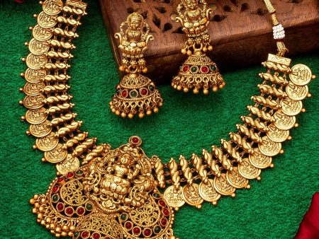 Aadita Gold-Toned Stone-Studded Temple Jewelry Set Online