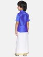 Sethukrishna Boys Blue & White Solid Shirt and Dhoti Set Discount