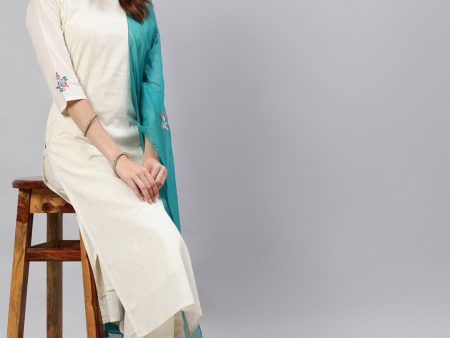 Jaipur Kurti Women White Pure Cotton Kurta with Trousers & With Dupatta For Discount