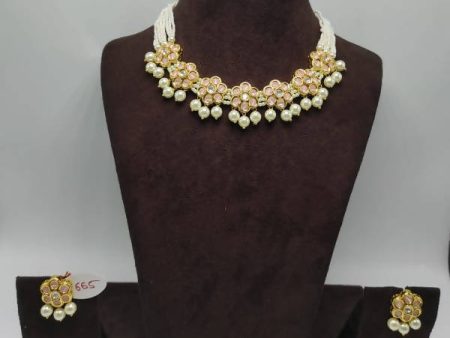 Khavi Arts Enamel Studded Pearl Choker-Peach For Cheap