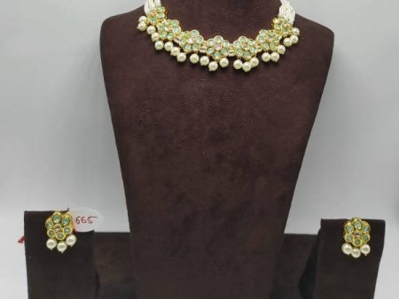 Khavi Arts Enamel Studded Pearl Choker-Mint Green Online Sale