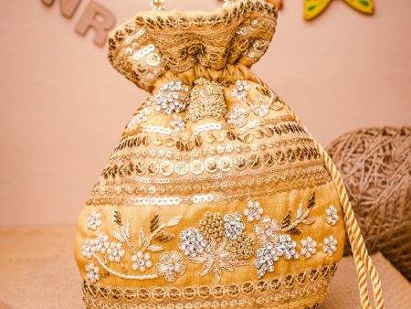 NR By Nidhi Rathi Women Gold Embroidered Potli Bag Fashion