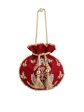 Masq Red & Gold-Toned Embellished Embroidered Potli Clutch Online now