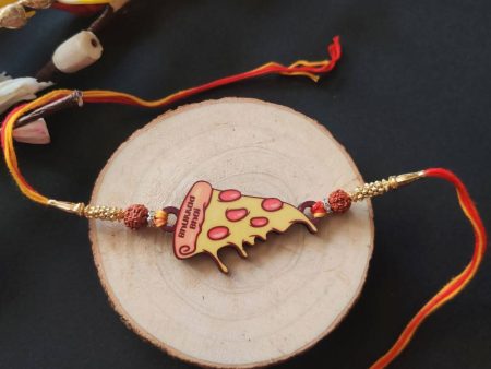 Bhai Please Bhukkad Bhai (Pizza) Wooden Rakhi on Sale