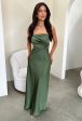 Elio Strapless Satin Maxi Dress - Olive Online Sale