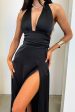 Neriah Satin Halter Maxi Dress - Black Online