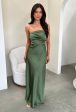 Elio Strapless Satin Maxi Dress - Olive Online Sale