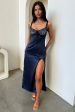 Sorrento Satin Maxi Dress - Navy Online Sale