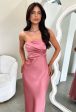 Elio Strapless Satin Maxi Dress - Rose Hot on Sale