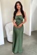 Elio Strapless Satin Maxi Dress - Olive Online Sale