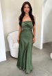 Elio Strapless Satin Maxi Dress - Olive Online Sale